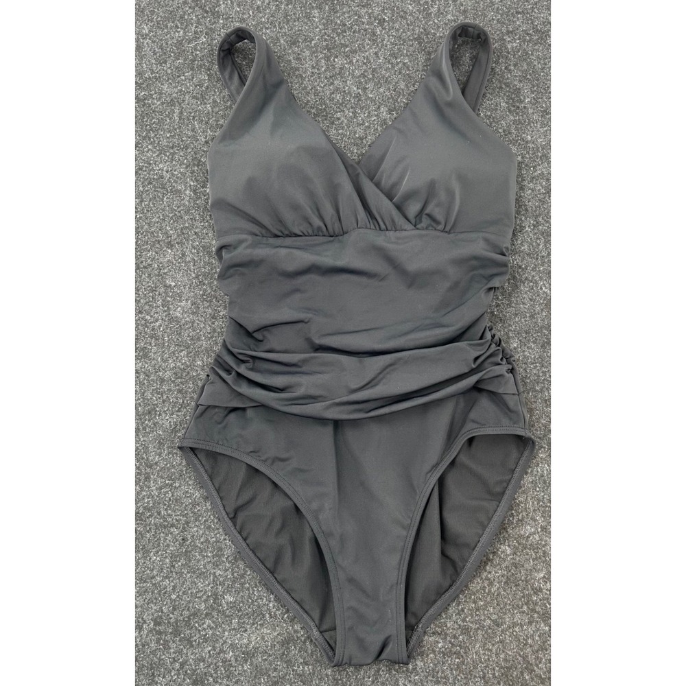 Boden Black Ruched Wrap One Piece Swimsuit V-Neck Size US 6R UK 10R